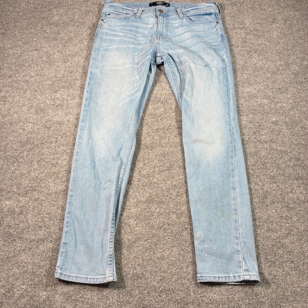 Hollister Epic Flex Skinny Jeans Mens 32x30 Light Wash Stretch Denim Blue